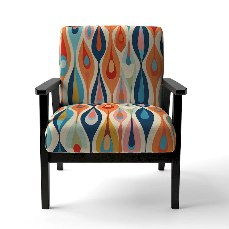 Retro Abstract Upholstered Modern Geometric Accent Chair - Multi-Color
