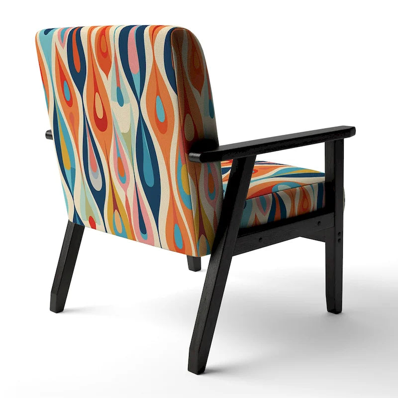 Retro Abstract Upholstered Modern Geometric Accent Chair - Multi-Color