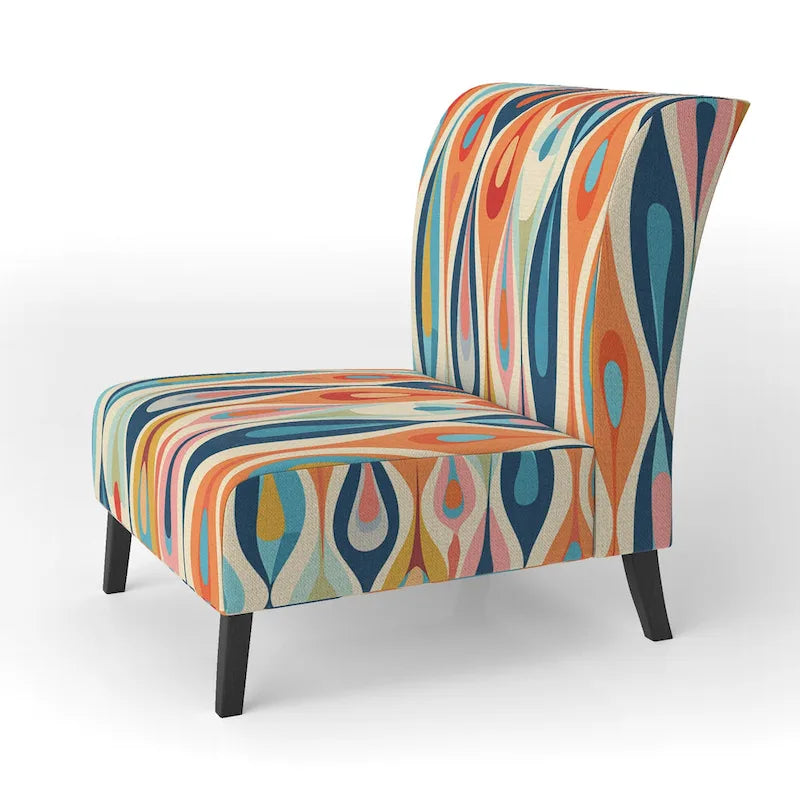 Retro Abstract Upholstered Modern Geometric Accent Chair - Multi-Color