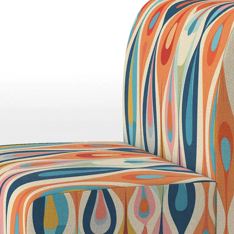 Retro Abstract Upholstered Modern Geometric Accent Chair - Multi-Color