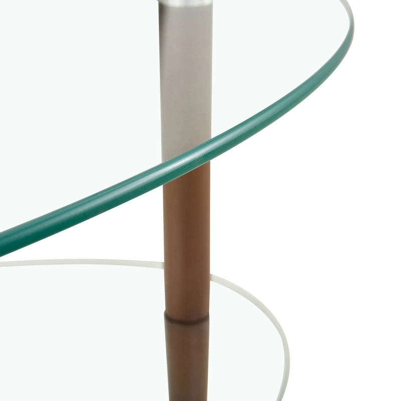 Ovaler Couchtisch aus Glas, transparenter Couchtisch, moderner Wohnzimmertisch mit Beinen aus Eichenholz, Teetisch