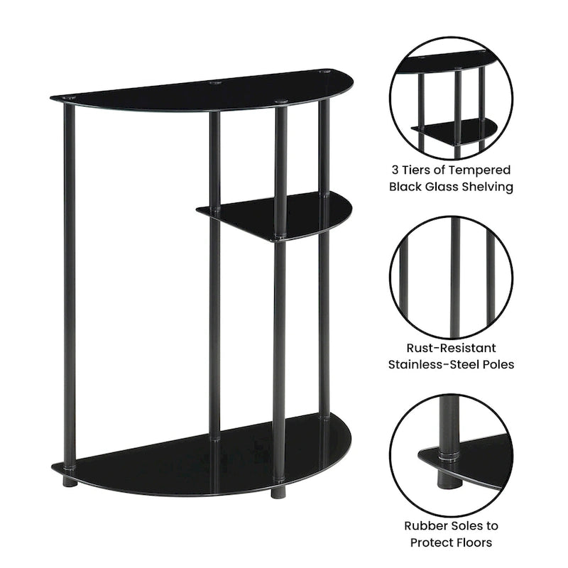 Classic Glass 3 Tier Display Entryway Hall Table