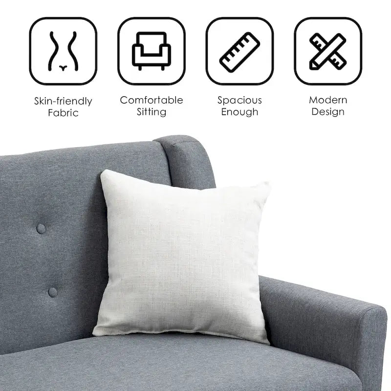Modernes, leinenbezogenes Zweisitzersofa mit Knopfheftung