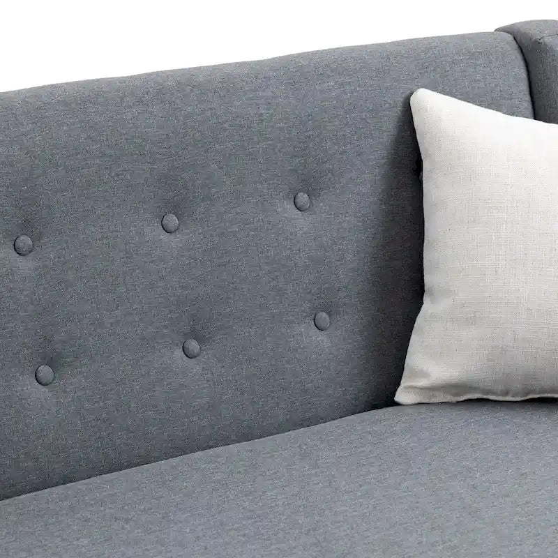 Modernes, leinenbezogenes Zweisitzersofa mit Knopfheftung
