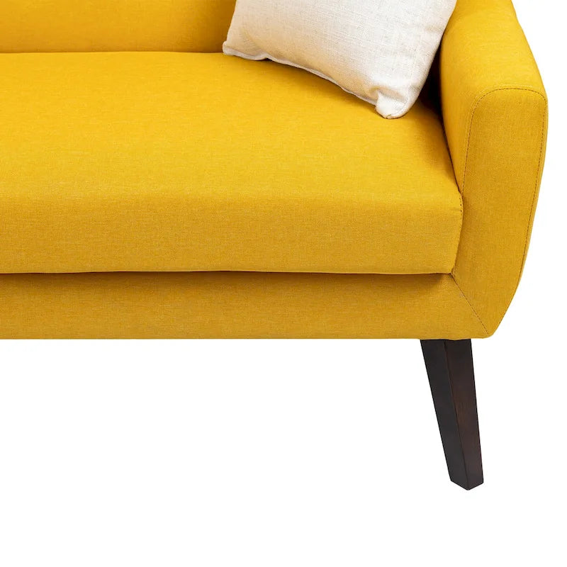 Modernes, leinenbezogenes Zweisitzersofa mit Knopfheftung