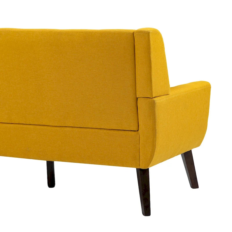 Modernes, leinenbezogenes Zweisitzersofa mit Knopfheftung