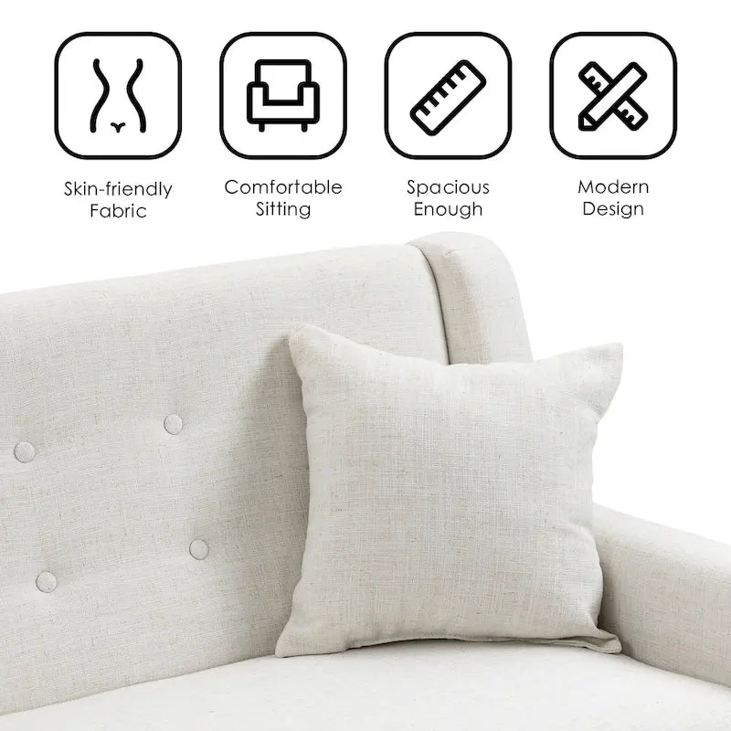 Modernes, leinenbezogenes Zweisitzersofa mit Knopfheftung