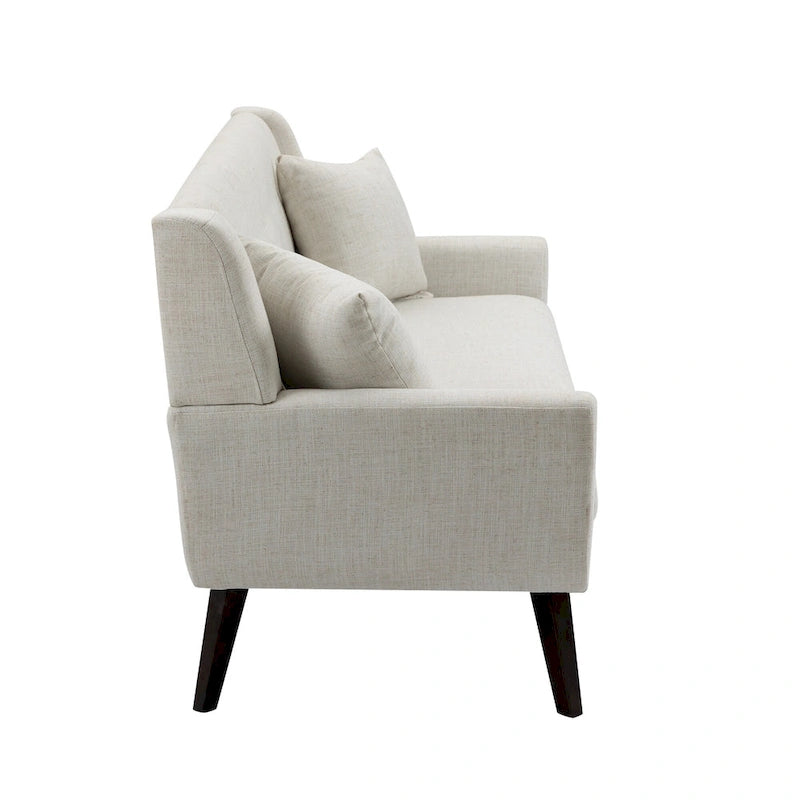 Modernes, leinenbezogenes Zweisitzersofa mit Knopfheftung