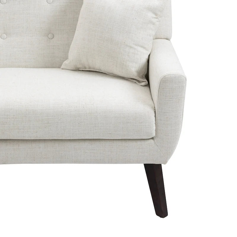 Modernes, leinenbezogenes Zweisitzersofa mit Knopfheftung