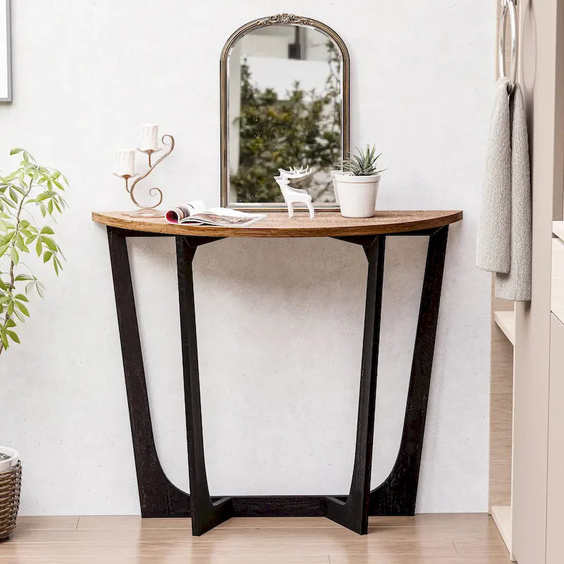Rustic Farmhouse Round End Table with Lower Shelf - French Country Style