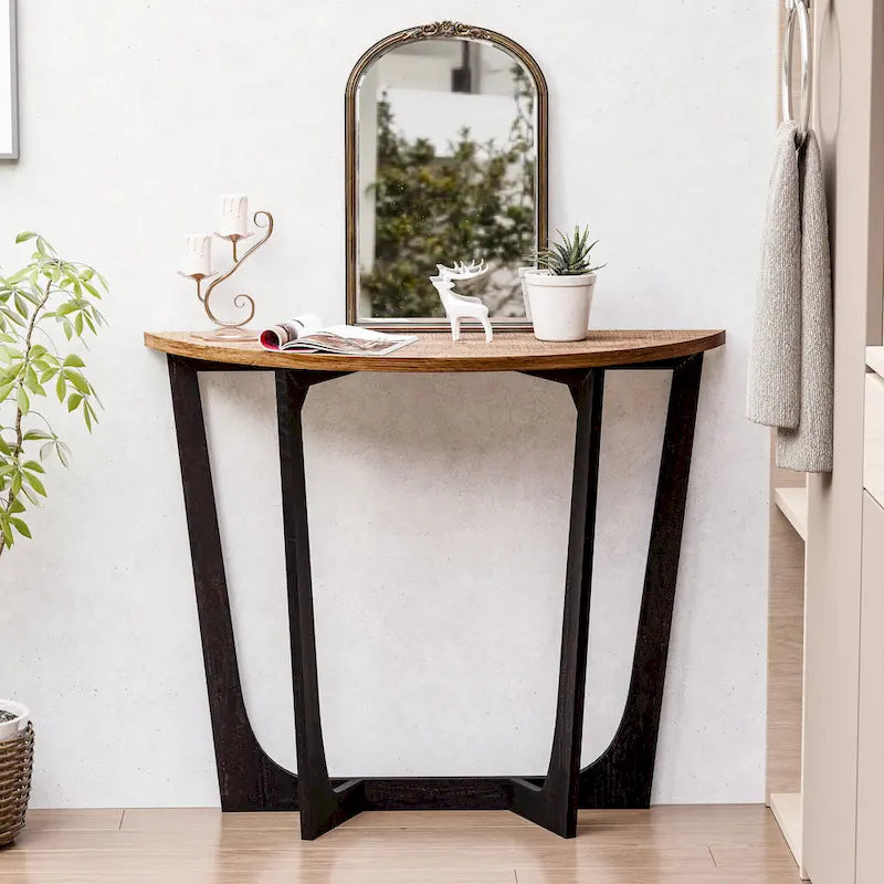 Tavolino laterale rotondo rustico in stile farmhouse con ripiano inferiore - stile country francese