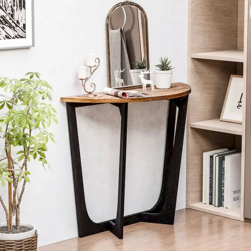Tavolino laterale rotondo rustico in stile farmhouse con ripiano inferiore - stile country francese