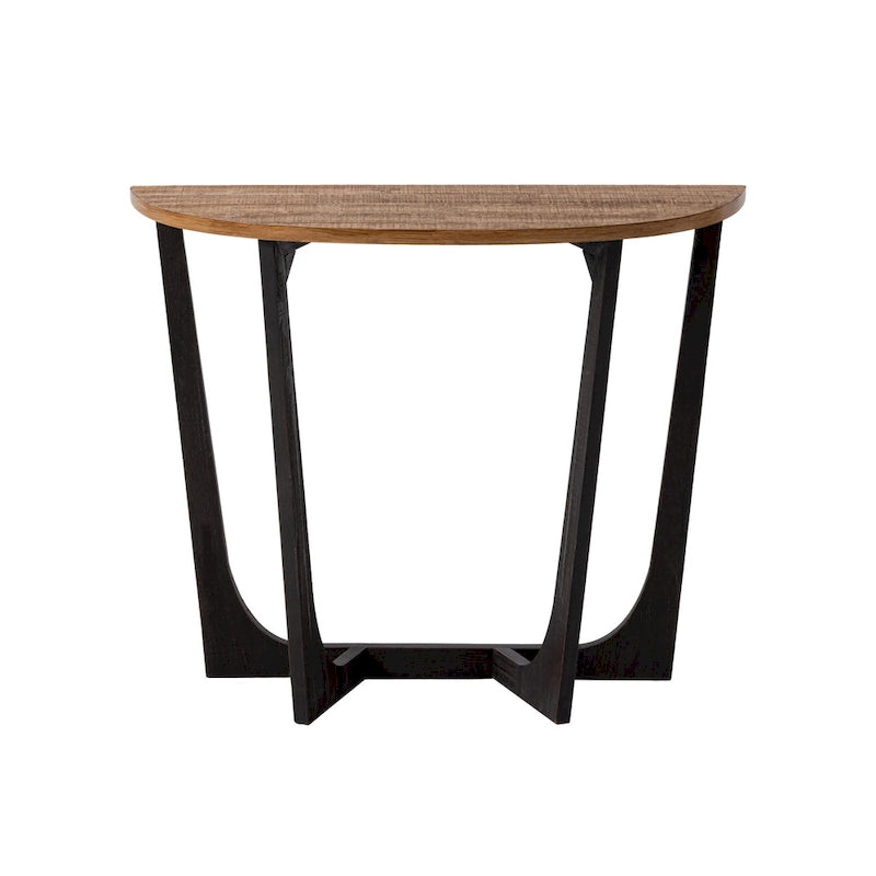 Tavolino laterale rotondo rustico in stile farmhouse con ripiano inferiore - stile country francese