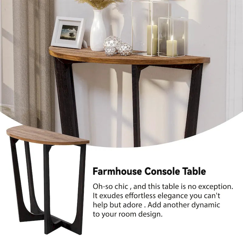 Tavolino laterale rotondo rustico in stile farmhouse con ripiano inferiore - stile country francese