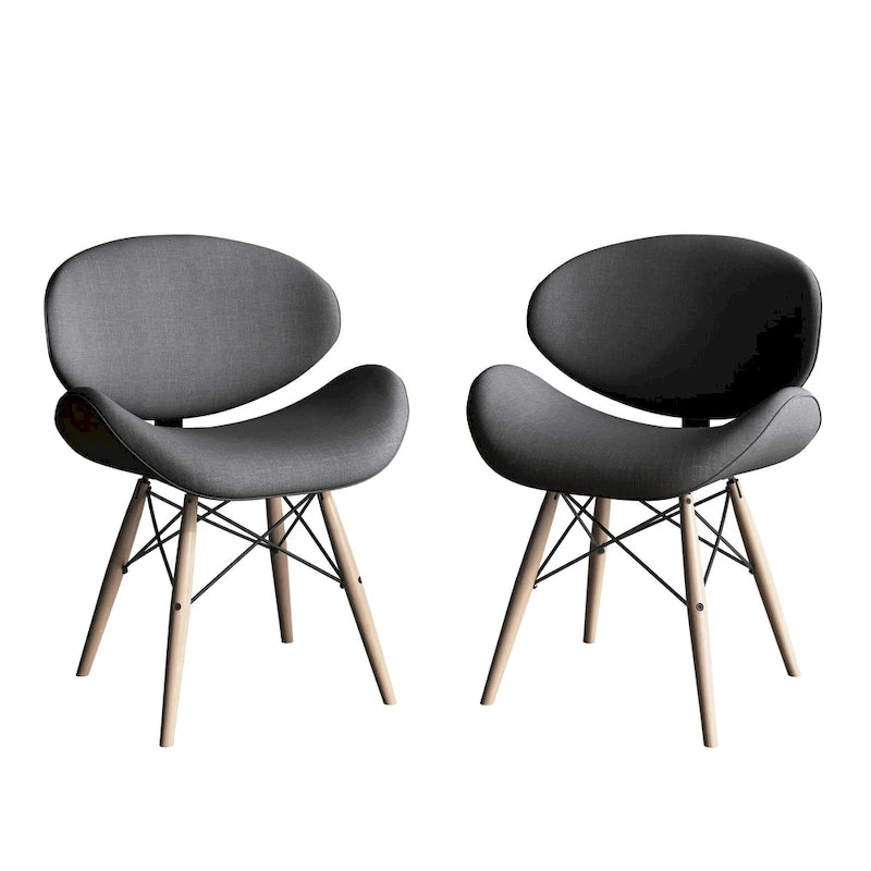Fauteuil d’appoint de style mi-siècle en similicuir noir avec pieds en bois évasés