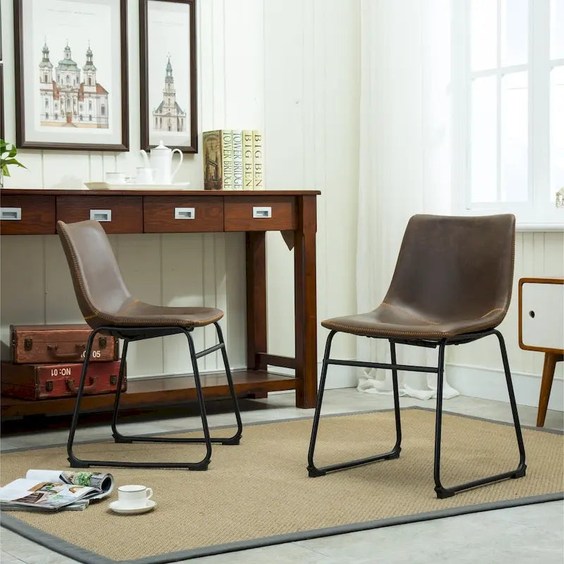 Faux Leather Armless Dining Chair