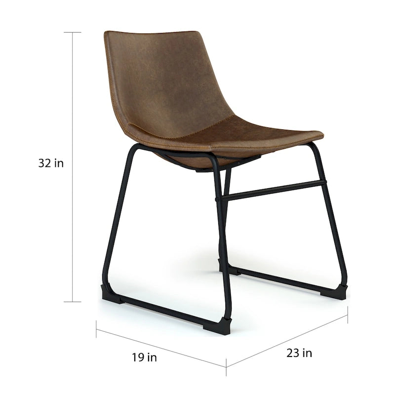 Faux Leather Armless Dining Chair
