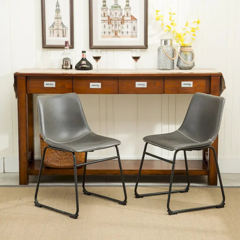 Faux Leather Armless Dining Chair