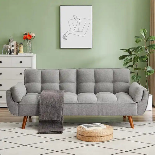 Divano letto futon da 75.39", divano futon pieghevole convertibile, reclinabile e lounge per il soggiorno con 2 cuscini/braccioli