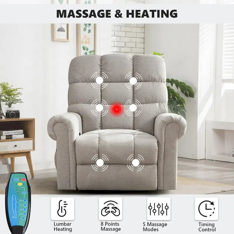 Oversized Rocker Manual Overstuffed Swivel Recliners for Big Man