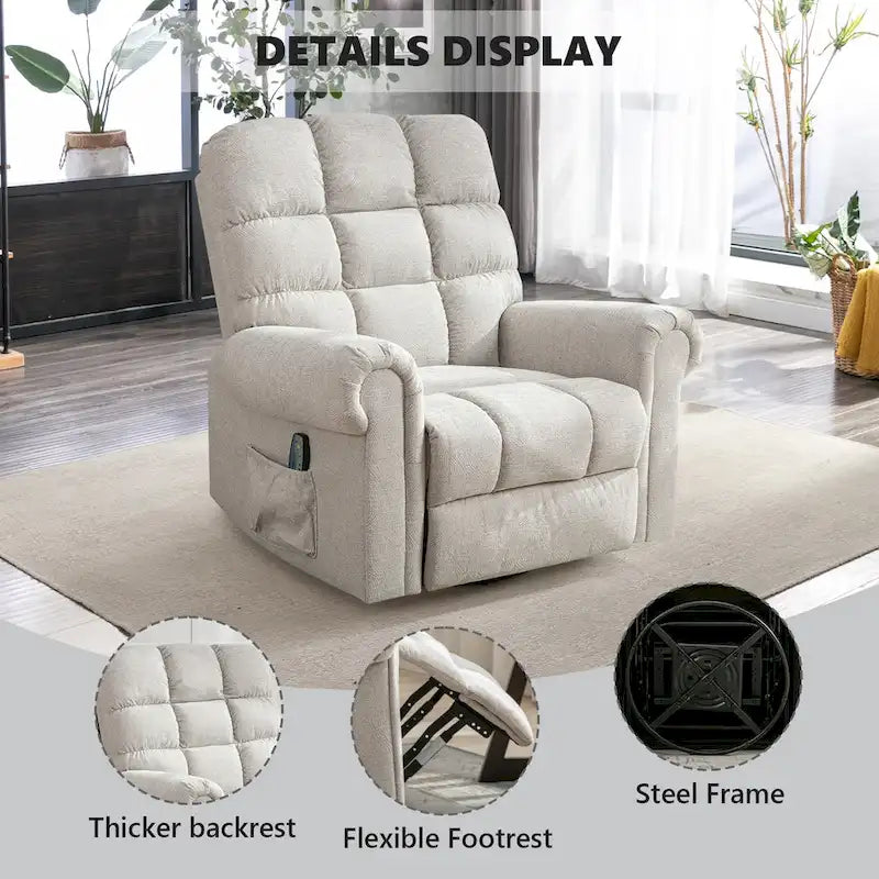 Oversized Rocker Manual Overstuffed Swivel Recliners for Big Man