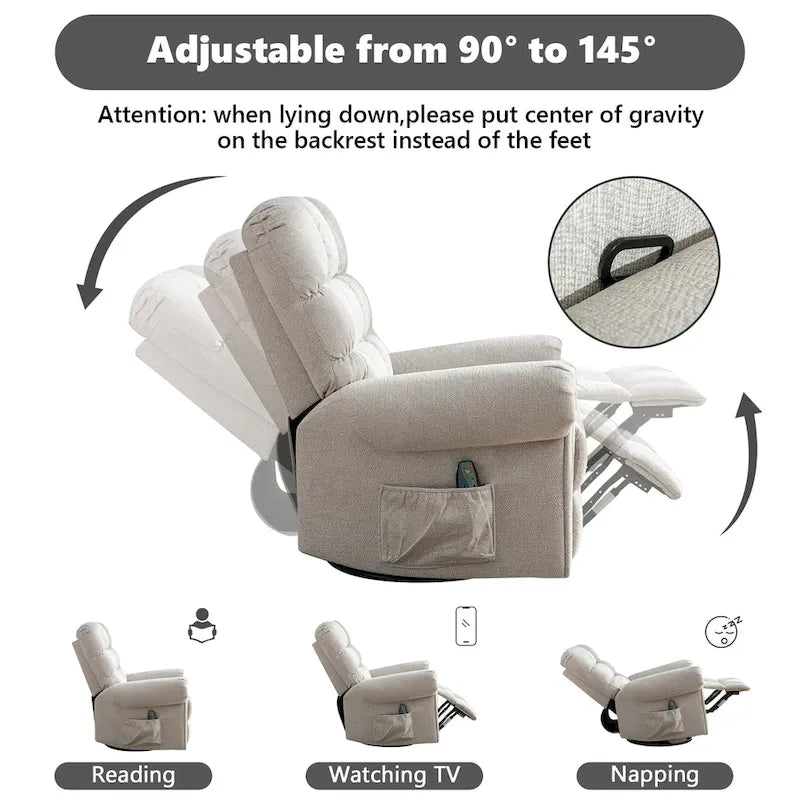 Oversized Rocker Manual Overstuffed Swivel Recliners for Big Man