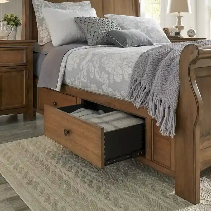 Wood Sleigh Storage Platform Bed