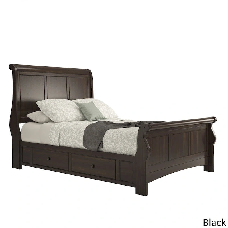 Wood Sleigh Storage Platform Bed