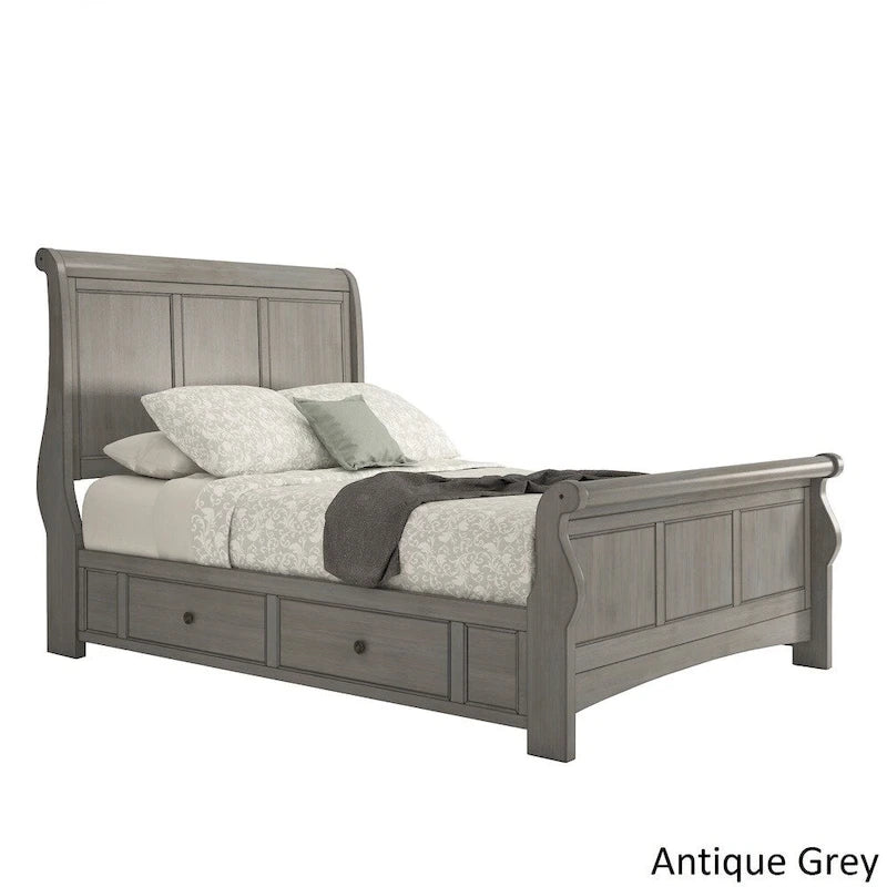 Drewniane łóżko platformowe typu sleigh