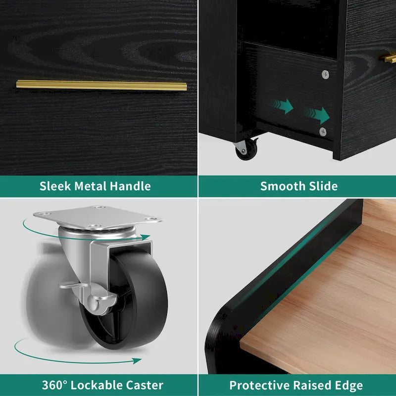 2-Drawer Rolling File Cabinet with Printer Stand Cart