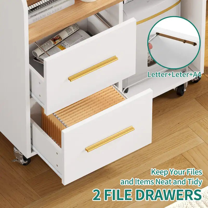 2-Drawer Rolling File Cabinet with Printer Stand Cart