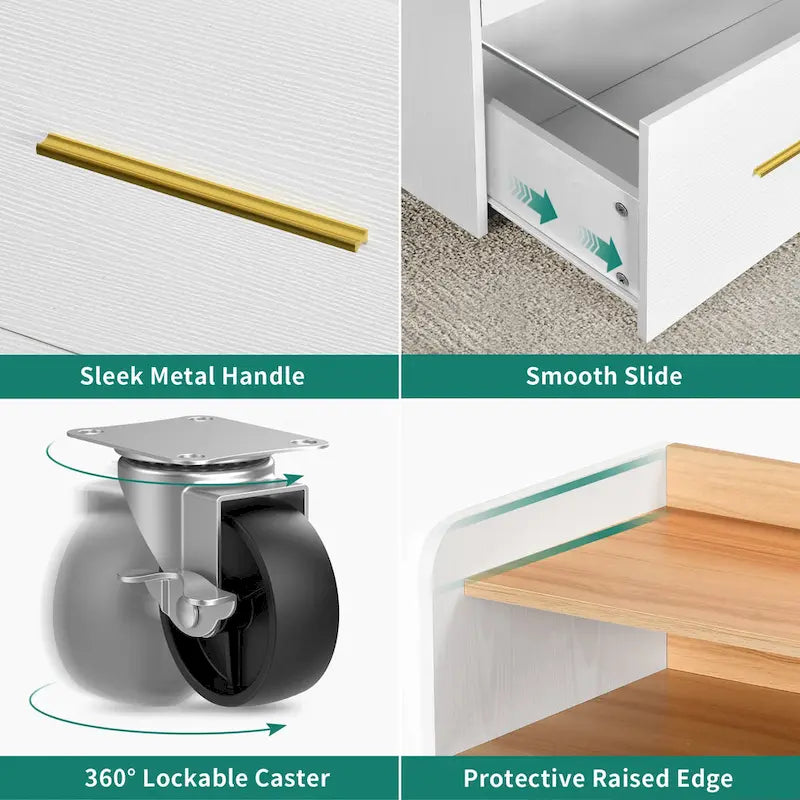 2-Drawer Rolling File Cabinet with Printer Stand Cart