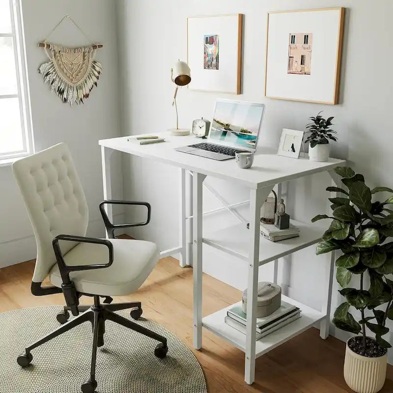 35-Zoll-Computer-Schreibtisch fürs Homeoffice mit Ablagefächern und Schreibfläche