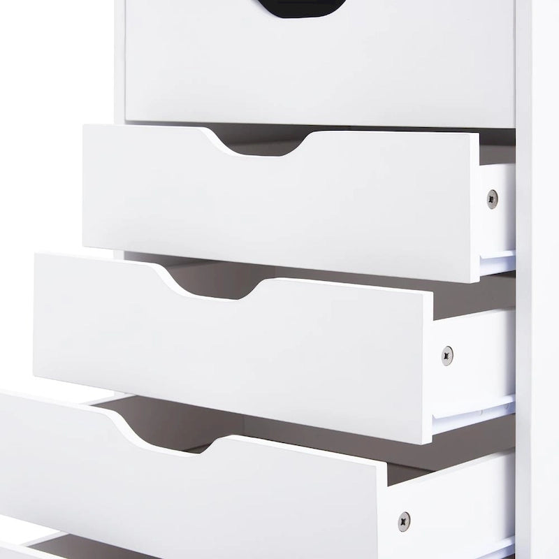 Narrow Wooden 9-Drawer Cabinet with Smooth-Glide Drawers and Top Storage Shelf