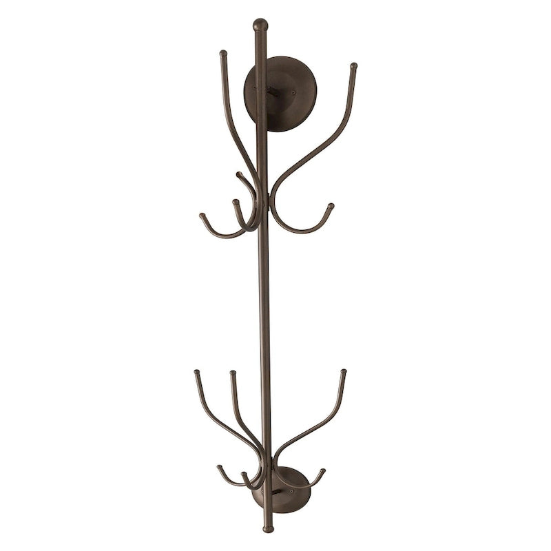 Pewter 12-hook Wall-mounted Hat and Coat Rack
