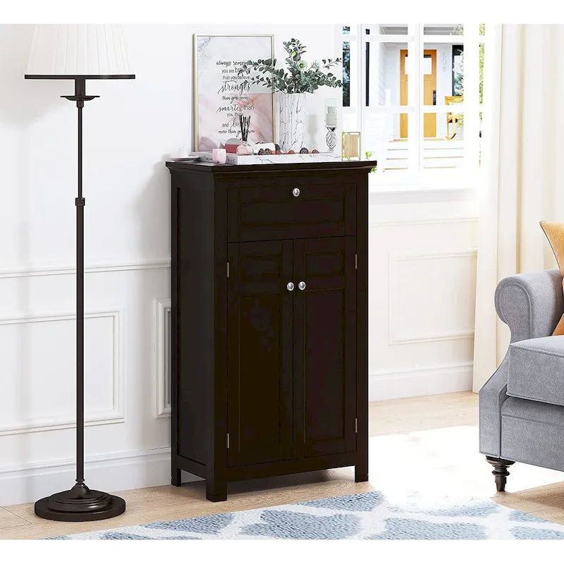 Freestanding Wooden Entryway Storage Cabinet with Doors