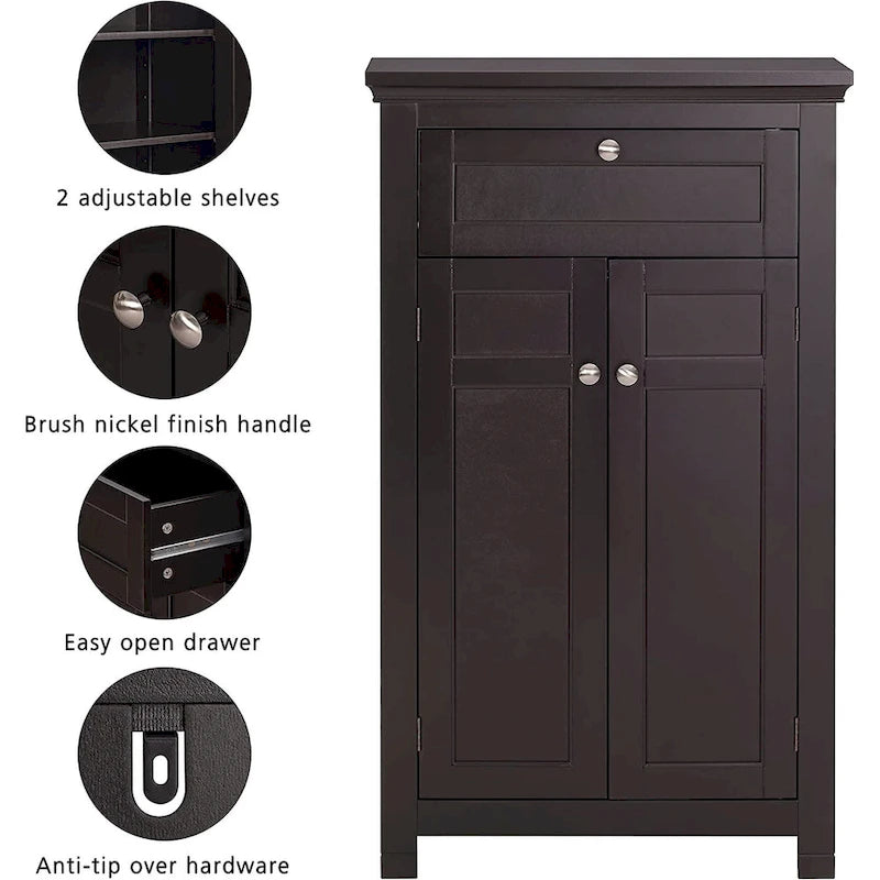 Freestanding Wooden Entryway Storage Cabinet with Doors