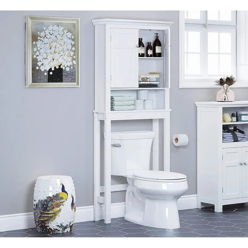 Over-The-Toilet Bathroom Shelf Storage Cabinet Organizer with Drawer