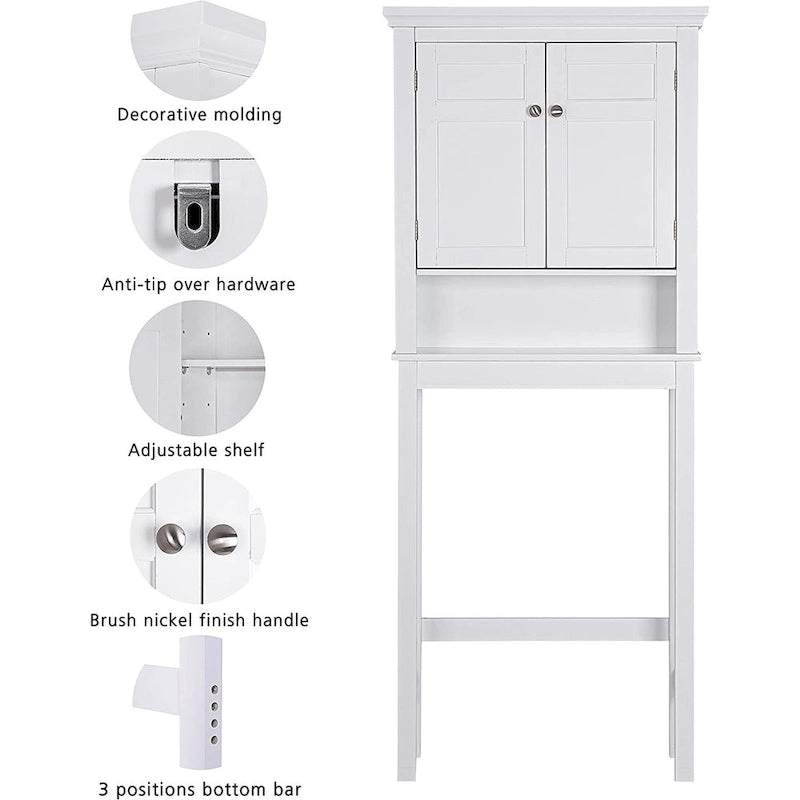 Over-The-Toilet Bathroom Shelf Storage Cabinet Organizer with Drawer