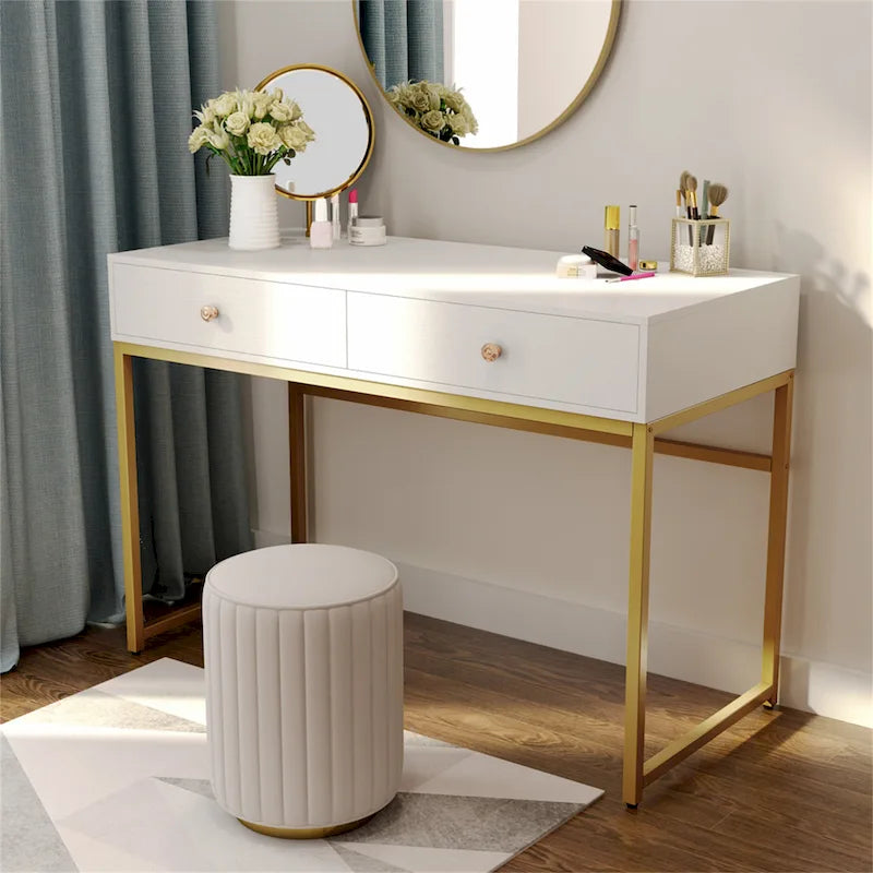 47 inch Home Office Desk Study Writing Table with 2 Storage Drawers