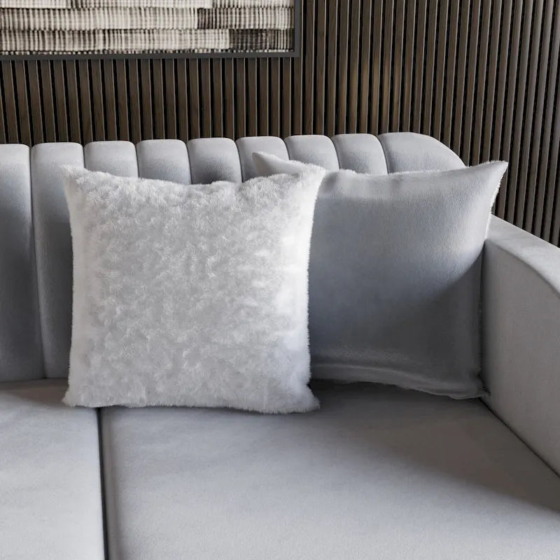 Vertical Channel Tufted Velvet Upholstered Sofa with Chrome Legs - Silver Grey