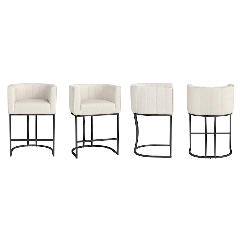 Modern Low Back Counter Height Barrel Bar Stools with Metal Frame