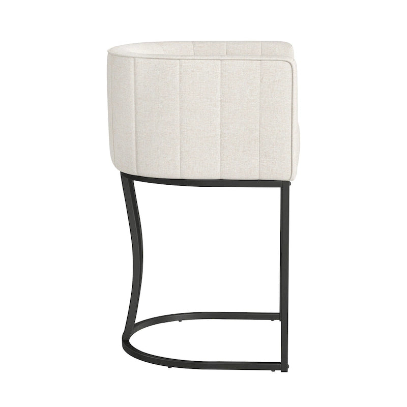 Modern Low Back Counter Height Barrel Bar Stools with Metal Frame
