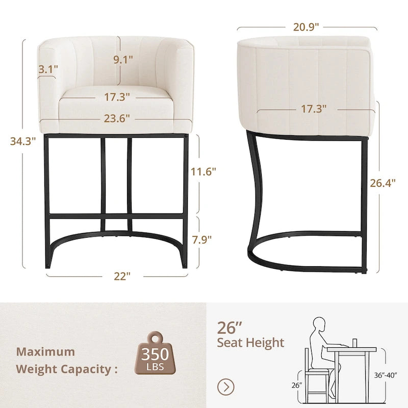 Moderne Barhocker mit niedriger Rückenlehne und Sitzhöhe für Tresen, Metallgestell