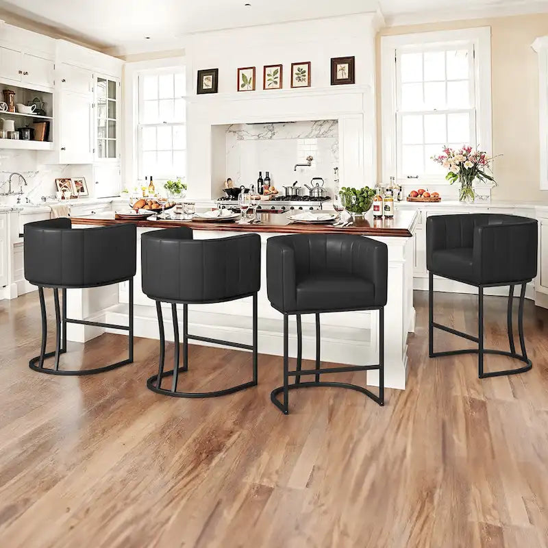 Moderne Barhocker mit niedriger Rückenlehne und Sitzhöhe für Tresen, Metallgestell