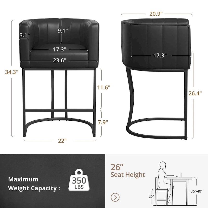 Moderne Barhocker mit niedriger Rückenlehne und Sitzhöhe für Tresen, Metallgestell