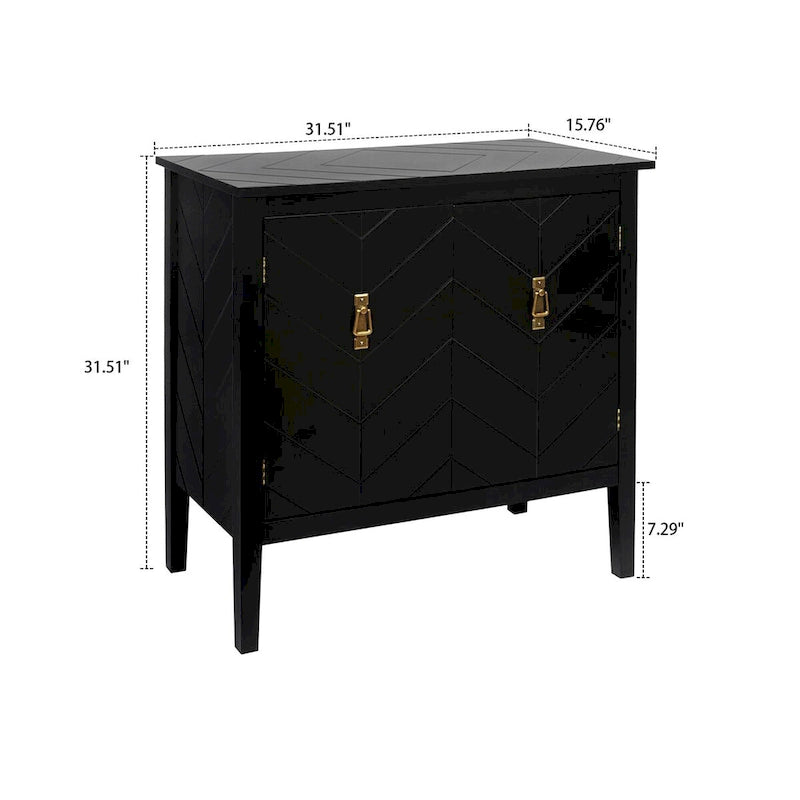 Modern-eleganter Holzschrank mit metallenen Griffen in Antikmessingoptik