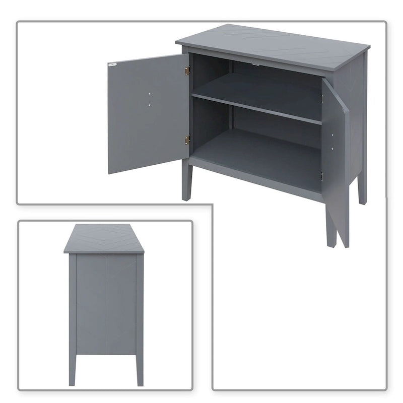 Modern-eleganter Holzschrank mit metallenen Griffen in Antikmessingoptik