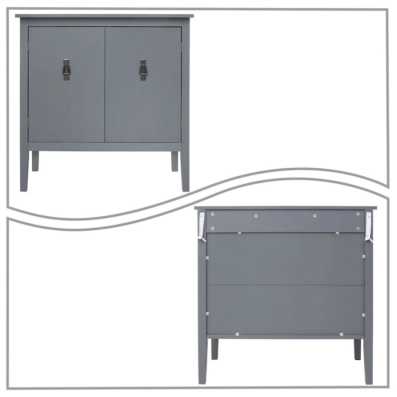 Modern-eleganter Holzschrank mit metallenen Griffen in Antikmessingoptik
