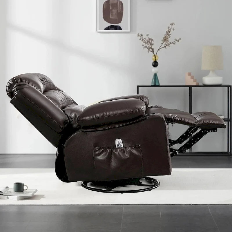 Modern Manual Swivel Rocker Recliner Chair, Massage Heated Chair